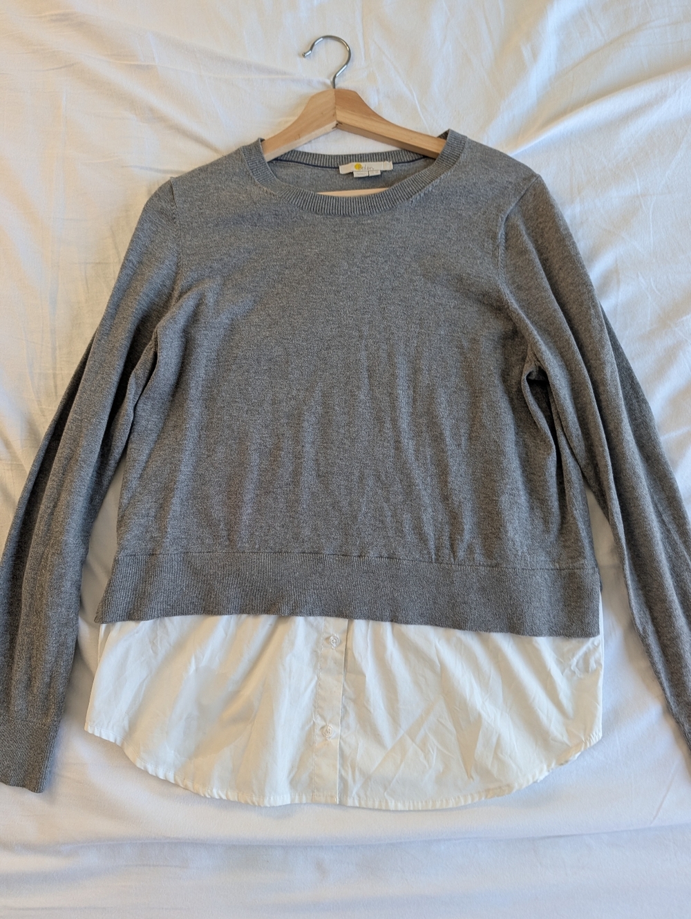 Boden Shirt Bottom Gray Knit Sweater